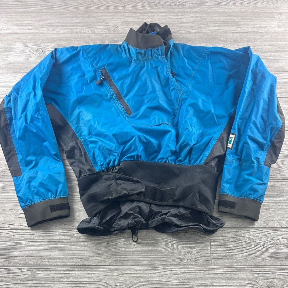 Kokatat Paddling Jacket Blue Black Kayak Spray Top Water Sports Pullover Mens